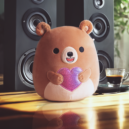8-Inch Stokely the Brown Kodiak Bear Holding a Rainbow Heart