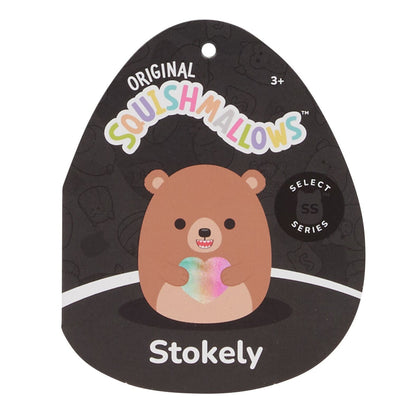8-Inch Stokely the Brown Kodiak Bear Holding a Rainbow Heart