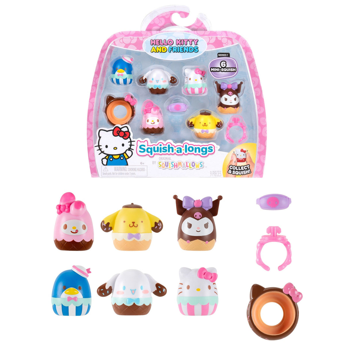 Squish-a-longs Hello Kitty and Friends Ice Cream 6-Pack