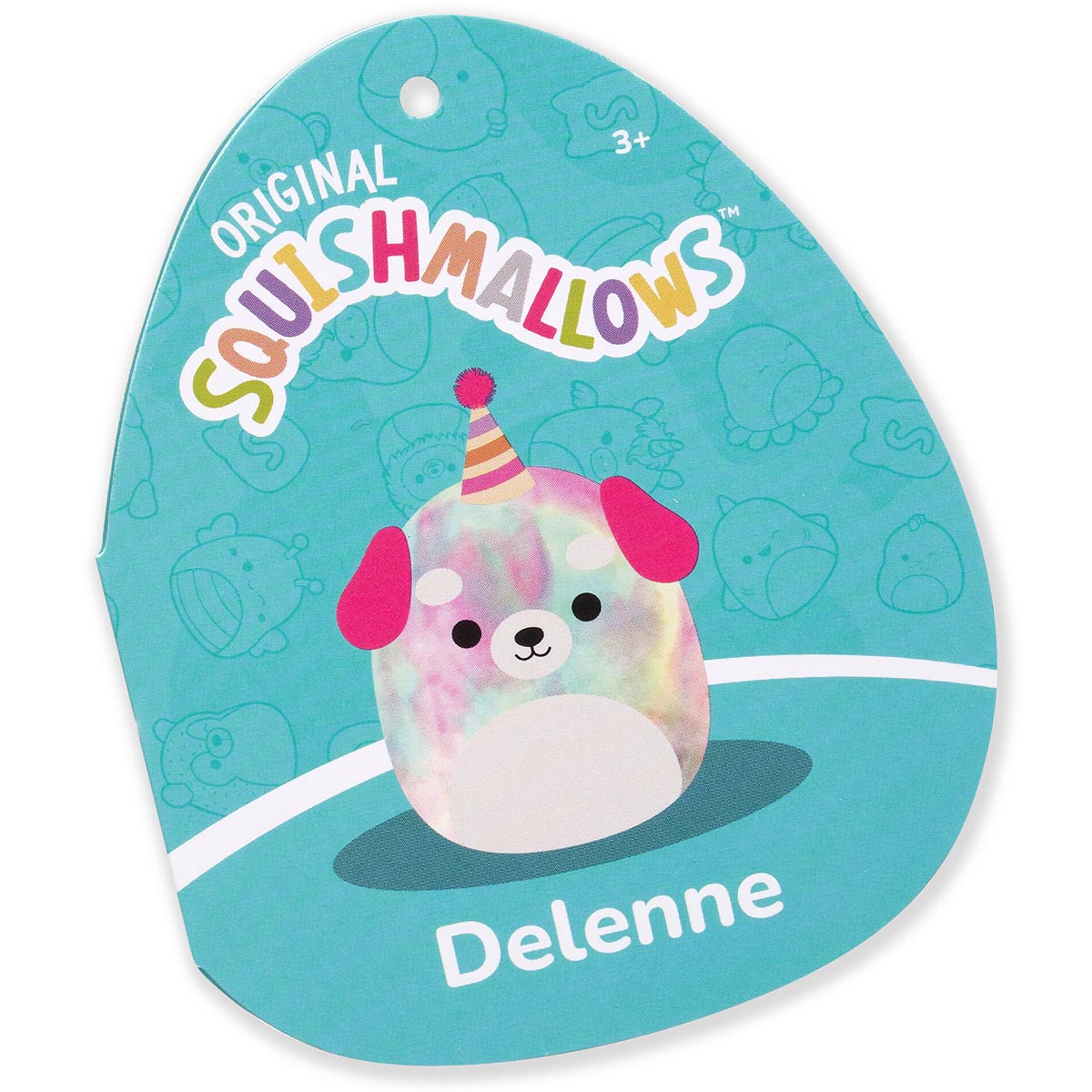 12-Inch Delenne the Rainbow Tie-Dye Dog With Party Hat