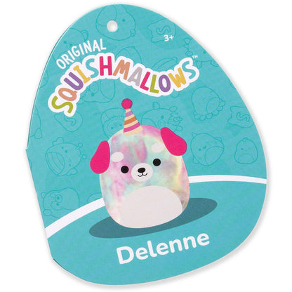 12-Inch Delenne the Rainbow Tie-Dye Dog With Party Hat