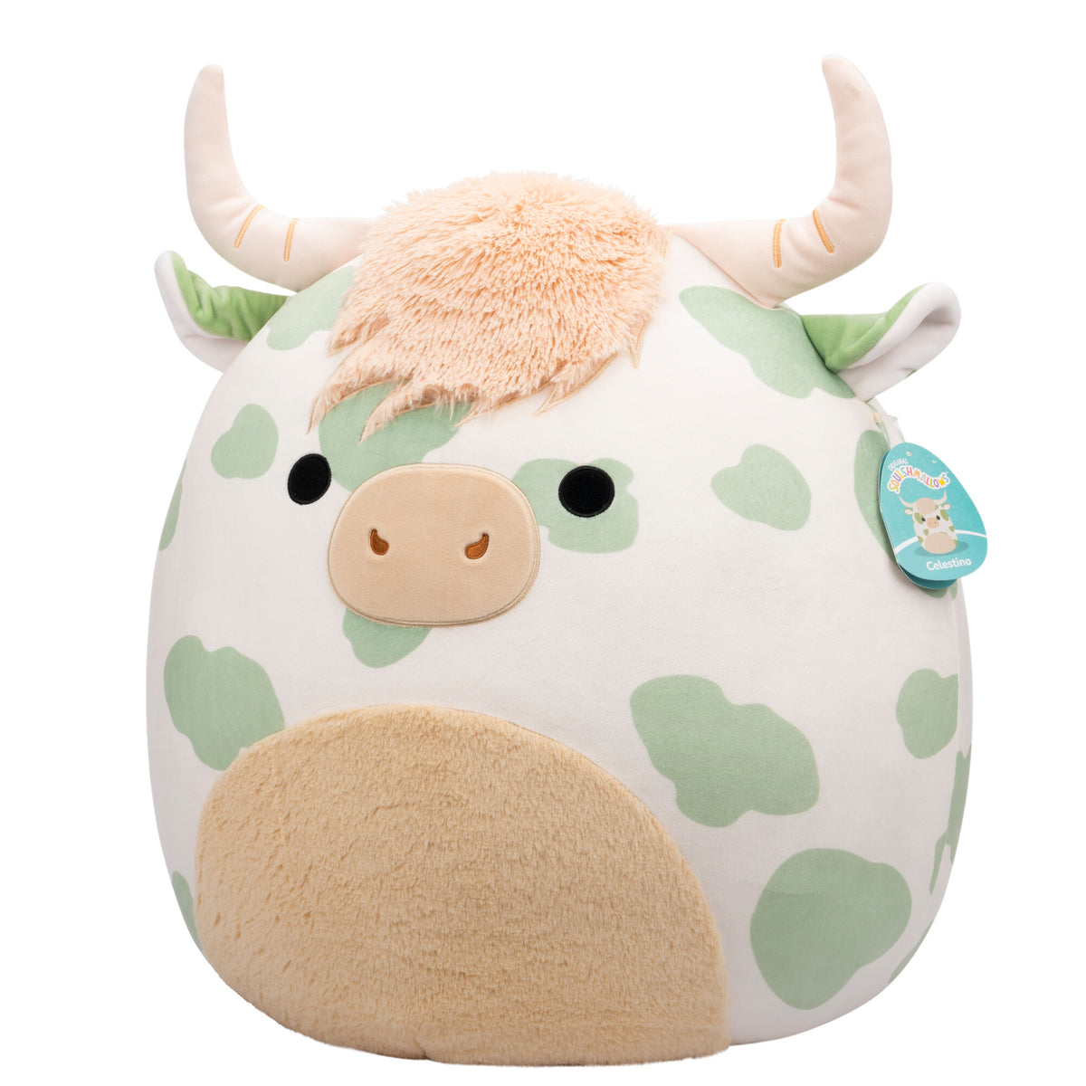 20-Inch Celestino the Sage Green Spotted Highland Cow