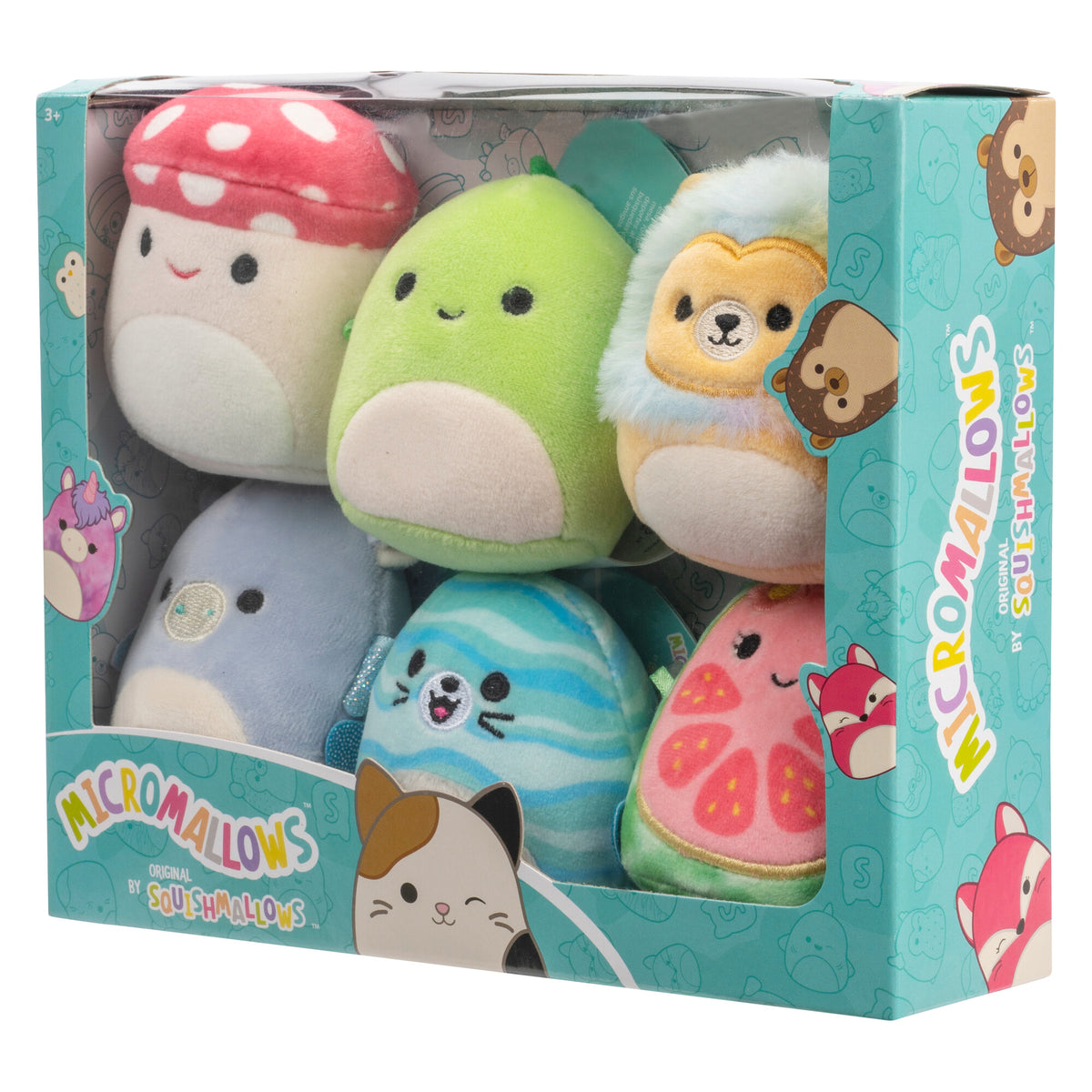 Micromallows 6-Pack – Danny Dinosaur, Dane Dragon, Malcolm Mushroom, Lena Guava Fruit, Leonard Lion, Noah Seal
