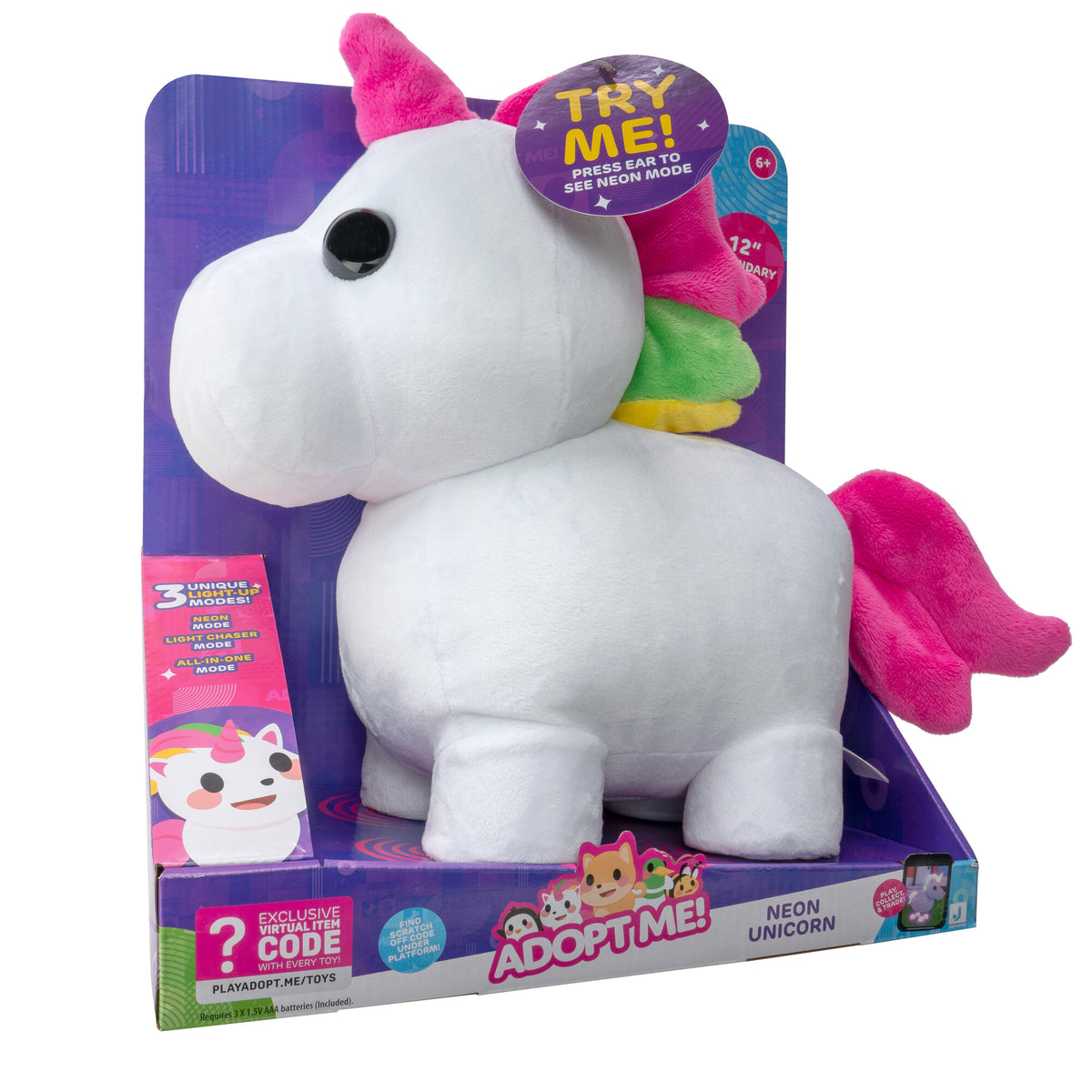 Adopt Me! Neon Unicorn Light-Up Plush