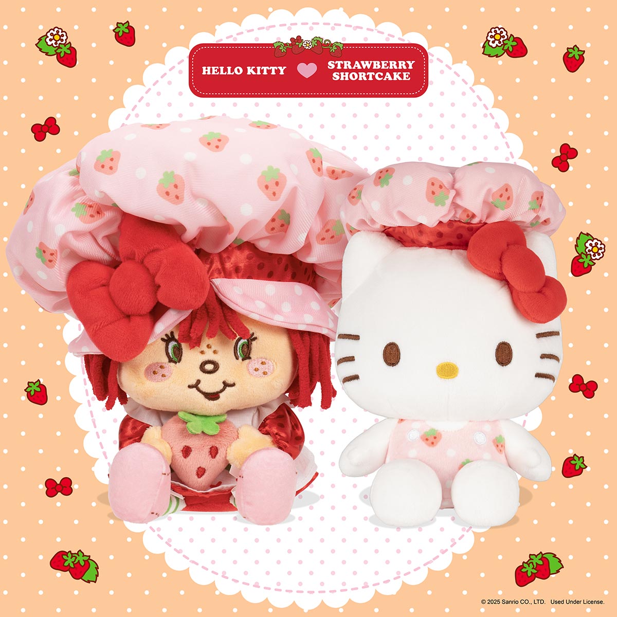 Hello Kitty and Friends 8-Inch Strawberry Shortcake x Hello Kitty Plush 2-Pack