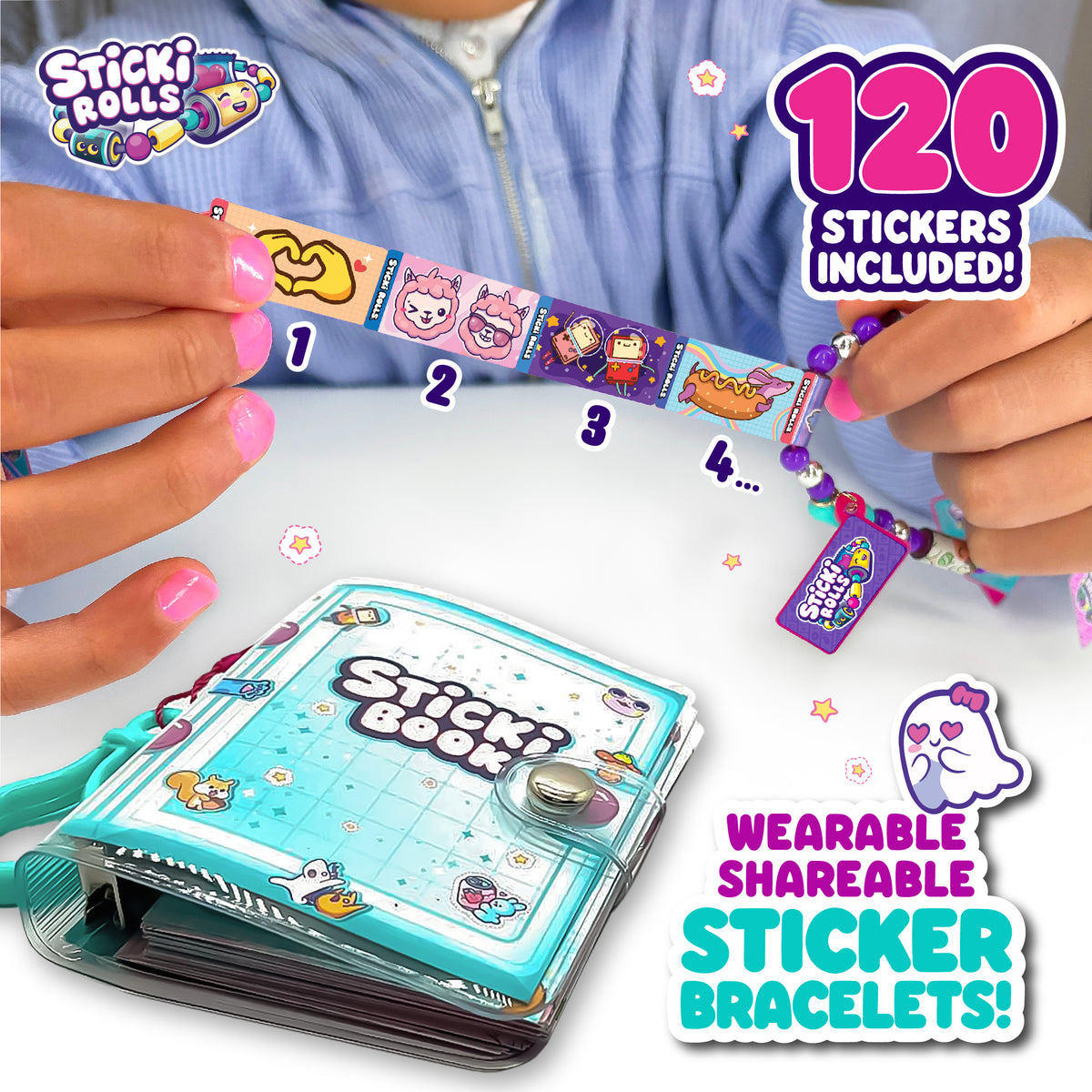Sticki Rolls Sticki Book - Wearable & Shareable Sticker Bracelet + Collection Sticki Book