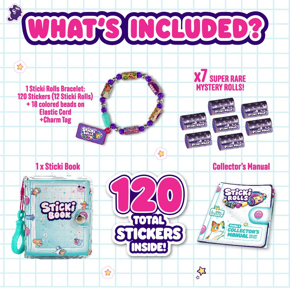 Sticki Rolls Sticki Book - Wearable & Shareable Sticker Bracelet + Collection Sticki Book